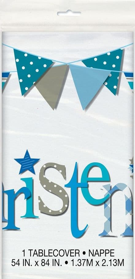 Blue Christening Plastic Tablecover