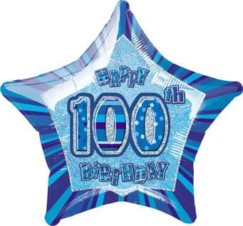 Blue Glitz '100th' Foil Balloon