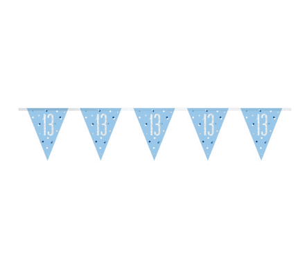 Blue Glitz '13th' Birthday Flag Banner