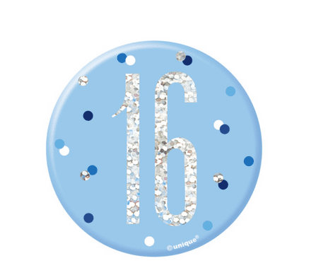 Blue Glitz '16' Birthday Badge