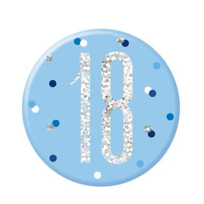 Blue Glitz '18' Birthday Badge