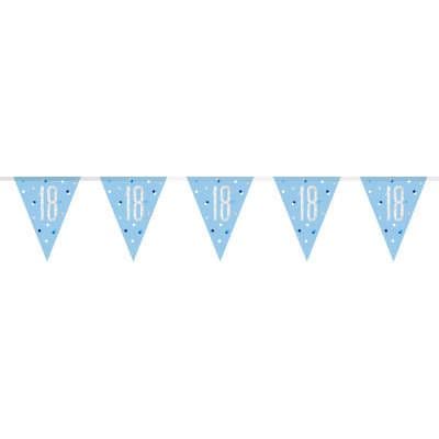 Blue Glitz '18th' Birthday Flag Banner