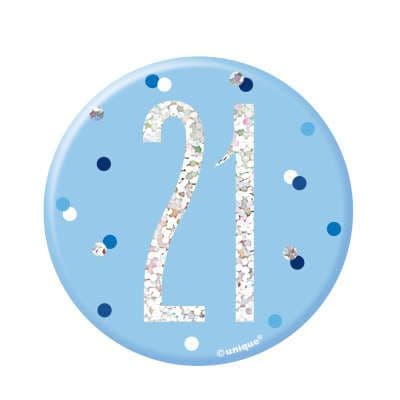 Blue Glitz '21' Birthday Badge
