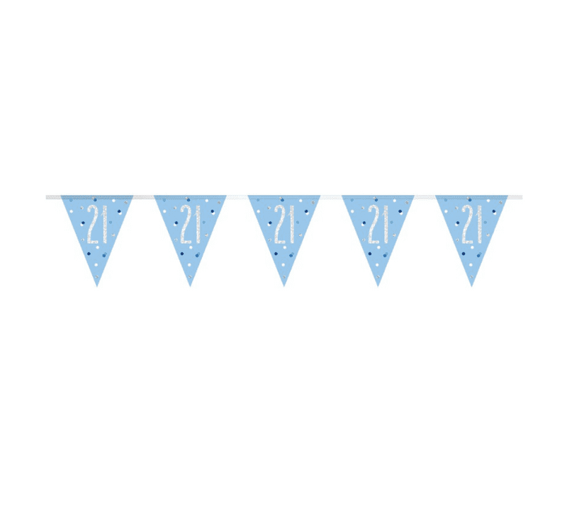 Blue Glitz '21st' Birthday Flag Banner