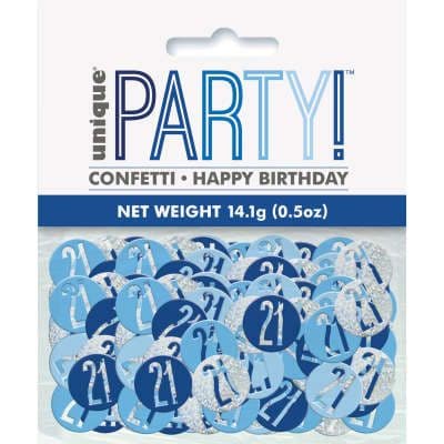 Blue Glitz 21st Birthday Party Confetti 14g