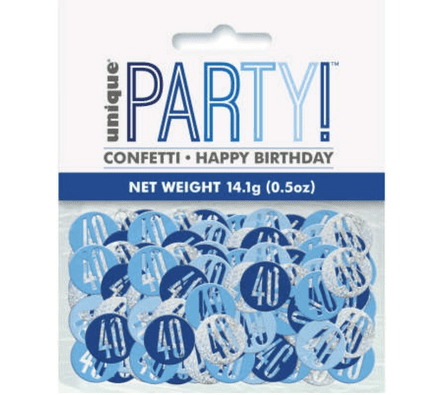 Blue Glitz 40th Birthday Party Confetti 14g