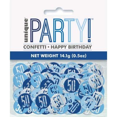 Blue Glitz 50th Birthday Party Confetti 14g