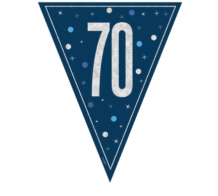 Blue Glitz '70th' Birthday Flag Banner