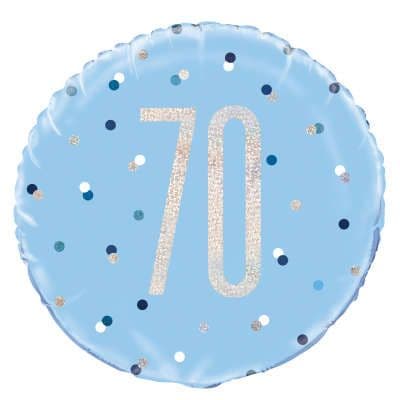 Blue Glitz '70th' Foil Balloon