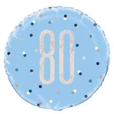 Blue Glitz '80th' Foil Balloon