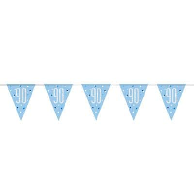 Blue Glitz '90th' Birthday Flag Banner