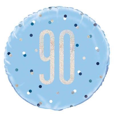 Blue Glitz '90th' Foil Balloon