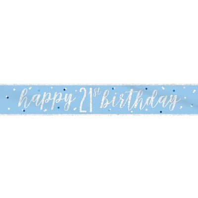 Blue Glitz 'Happy 21st Birthday' Banner