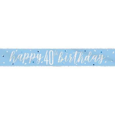 Blue Glitz 'Happy 40th Birthday' Banner