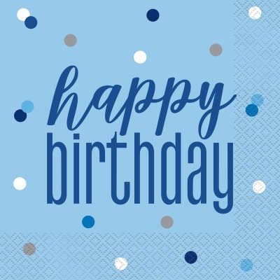 Blue Glitz Paper Party Luncheon Napkins