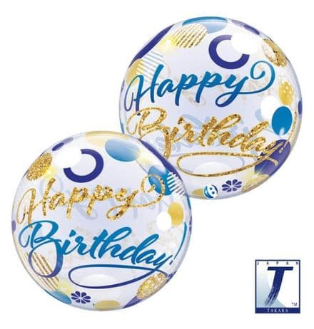 Blue & Gold Dots Bubble Balloon