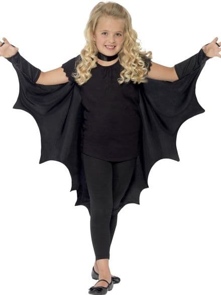 Childs Bat Wings Cape Black