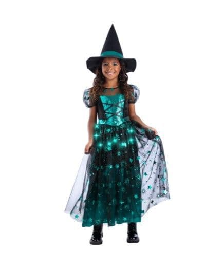 Childs Emerald LED Light Up Witch Costume