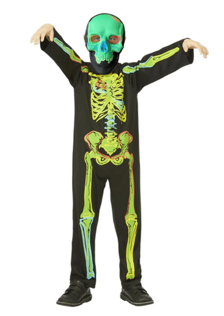 Childs Green Glow In Dark Skeleton Costume