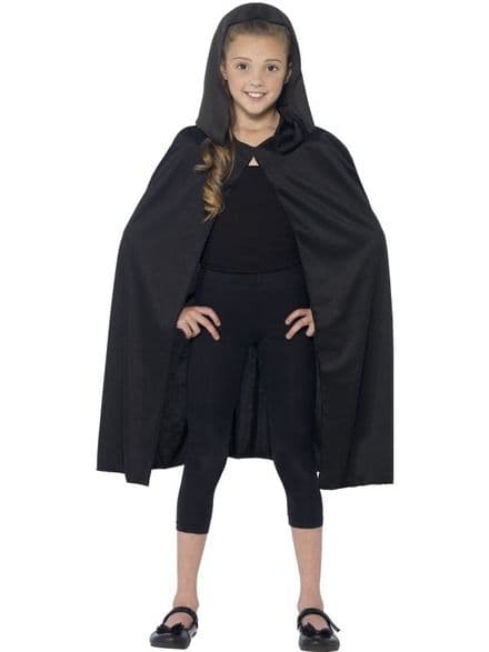 Childs Hooded Cape In Black