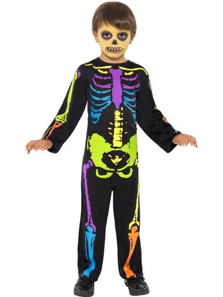 Childs Punky Multi-Neon Skeleton Costume