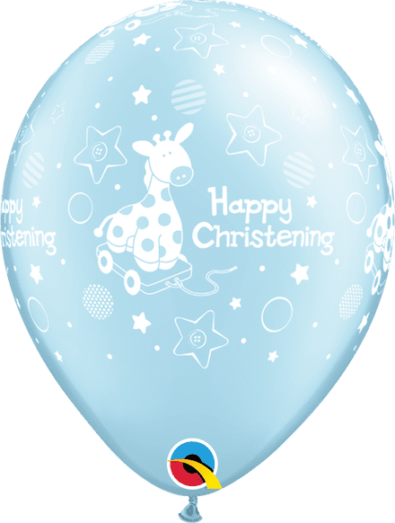 Christening Soft Giraffe Blue Balloons