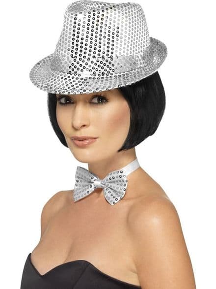 Comedy Silver Sequin Trilby Hat