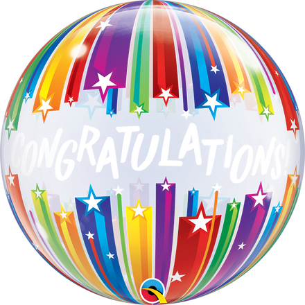 Congratulations Rainbow Stripes Bubble Balloon