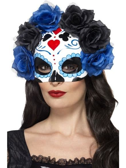 Day Of The Dead Eye Mask Blue