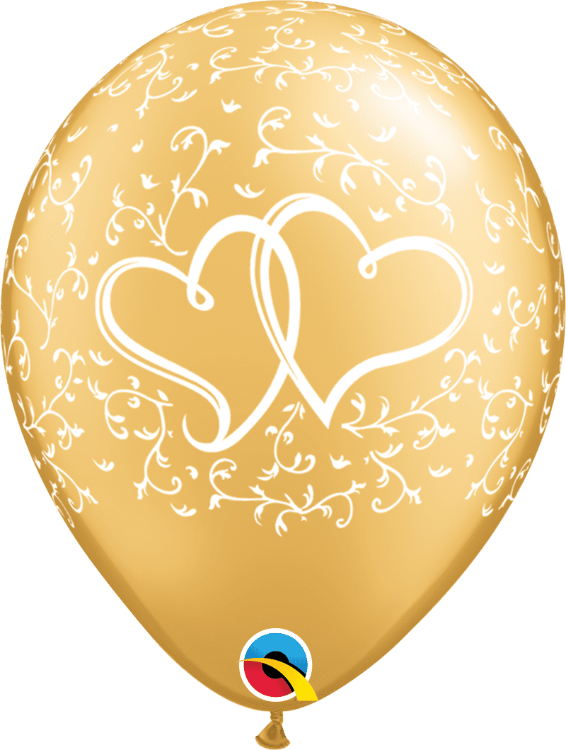 Entwined Hearts Gold Latex Balloons