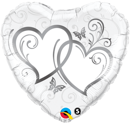 Entwined Hearts Silver Foil Helium Balloon