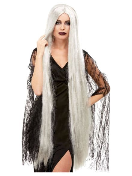 Extra Long Witch Wig in Grey