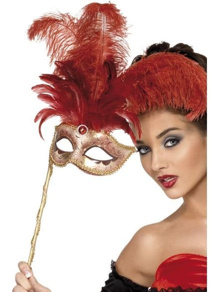 Fantasy Mask with Red Feathers