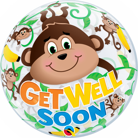 Get Well Soon Monkey Bubble Balloon