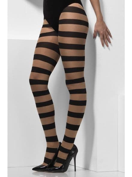 Glam Witch Black Striped Tights