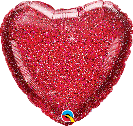 Glitter Print Heart Shaped Red Foil