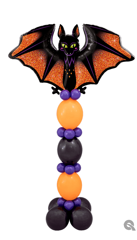 Glitzy Bat Party Balloon Column On Balloon Base