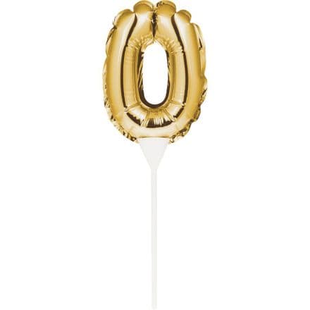 Gold 0 Foil Balloon Cake Toppers