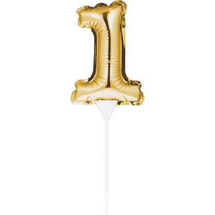 Gold 1 Foil Balloon Cake Toppers