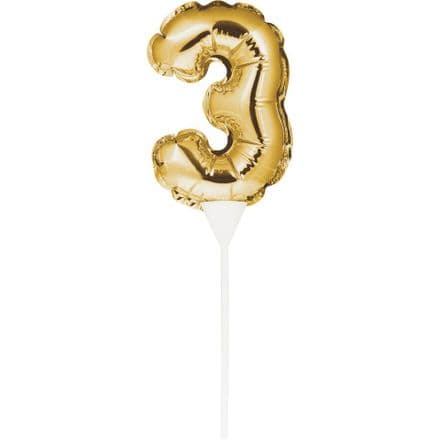 Gold 3 Foil Balloon Cake Toppers
