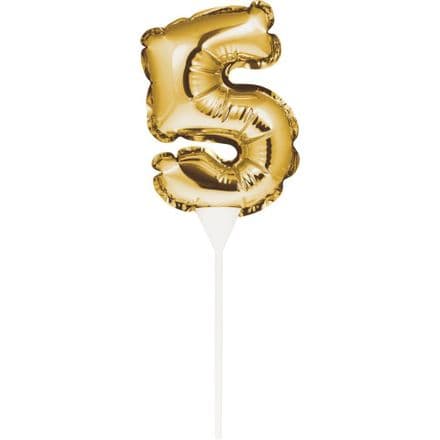 Gold 5 Foil Balloon Cake Toppers