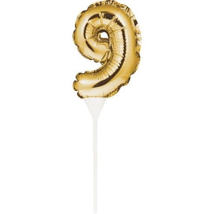 Gold 9 Foil Balloon Cake Toppers