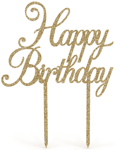 Gold Acrylic Glitter Happy Birthday Cake Topper
