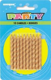 Gold Birthday Cake/ Anniversary Cake Candles 10 Pack