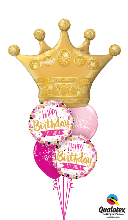 Gold Crown  Birthday Foil & Latex Bouquet