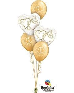 Gold Entwined Hearts Foil & Latex Bouquet