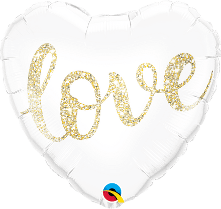Gold Glitter 'love' Heart Foil Helium Balloon