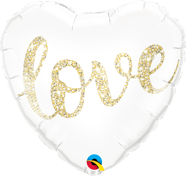 Gold Glitter 'love' Heart Foil Helium Balloon
