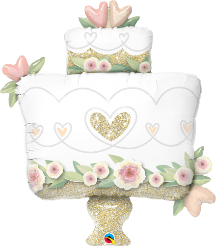 Gold Glitter Wedding Cake Super Shape Foil Balloon