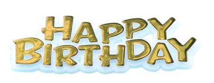 Gold Happy Birthday Motto Cake Topper